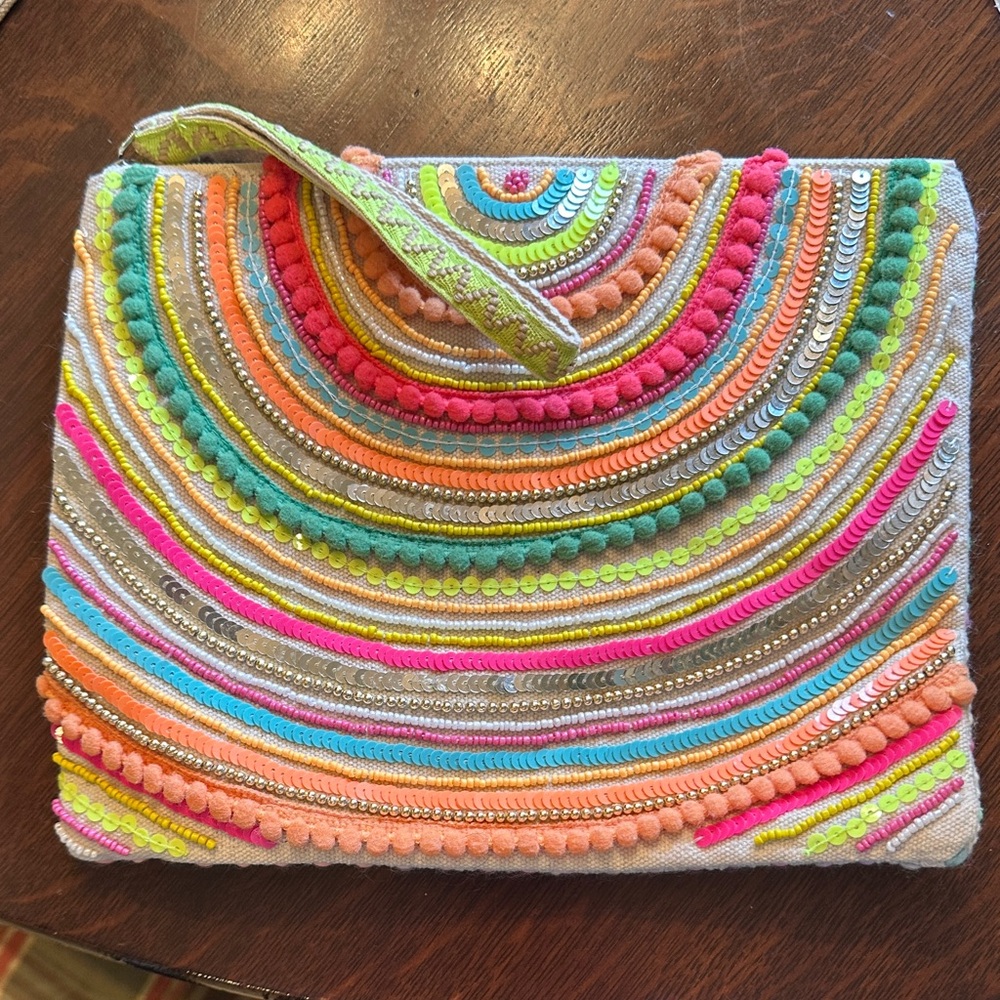 Multicolor Beaded Women's Clutch